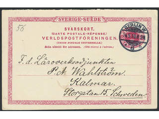 Sweden. Postal stationery, double postcard Facit bKd13 , Response card 10 öre sent from …