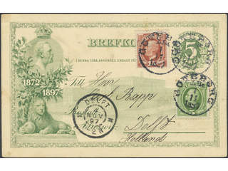 Sweden. Postal stationery, Single postcard, Facit bKe9, 52, 55, 1897 Commemorative …