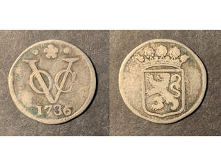 Nederländska Ostindien VOC Holland silver 1 duit 1736/35, F-VF