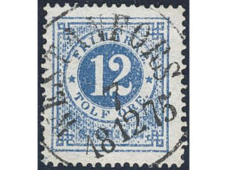 Sweden. Facit 21e used , 12 öre ultramarine-blue on ordinary paper. EXCELLENT …