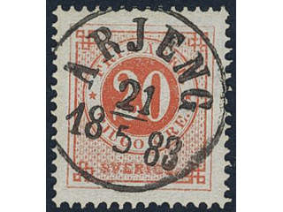 Sweden, Sverige, Sverige, Sverige. Facit 33d used, 20 öre dull orange-red. EXCELLENT …