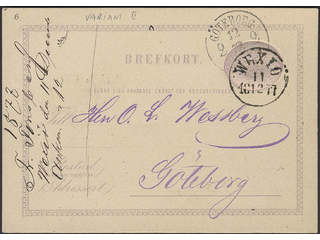 Sweden. Postal stationery, Single postcard, Facit bKe2B vII, Postcard 6 öre with double …