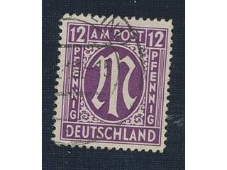 Germany American and British Zone. Michel 15Az II used , 1945 M in oval British print 12 …