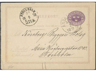 Sweden. Postal stationery, Double postcard, Facit bKd1AI, Response card dated "Dalarö …