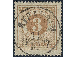 Sweden, Sverige, Sverige, Sverige. Facit 17f used, 3 öre yellowish orange-brown. …