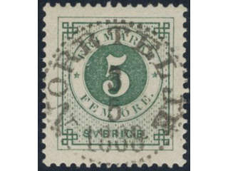 Sweden, Sverige, Sverige, Sverige. Facit 43c used, 5 öre deep green. EXCELLENT …