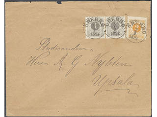 Sweden. Facit 40a, 42e cover , 2 öre yellowish orange and pair of 4 öre grey on …
