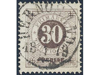 Sweden. Facit 35d used, 30 öre dark brown. EXCELLENT cancellation HERNÖSAND 27.1.1879.