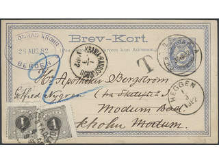 Sweden. Postage due Facit L11a1 on cover, 2×1 öre as postage due on Norwegian postal …