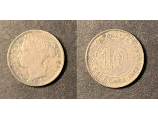 Straits Settlements Queen Victoria (1837-1901) 10 cents 1889, XF