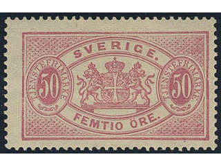 Sweden. Official Facit Tj22A ★, 50 öre red, perf 13, type I. SEK 1400