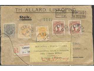 Sweden. Facit 71, 72, 84 on cover, 1+2×2+2×15 öre on censored registered cover sent from …