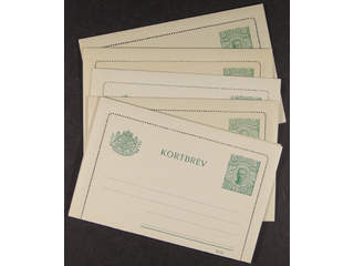 Sweden. Postal stationery, letter card Facit kB11 , Letter card 5 öre, eight unused …