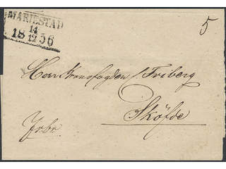 Sweden. R county. MARIESTAD 14.12.1856, rectangular postmark. type 5 on cover sent …