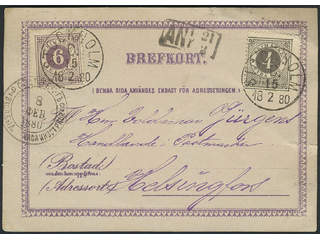 Sweden. Facit 29a1, 31c cover , 4+6 öre on privately manufactured postcard, sent from …