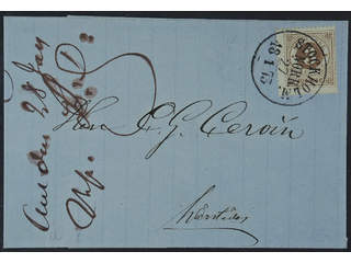 Sweden. Facit 17 cover , 3 öre in early shade on local cover sent cancelled STOCKHOLM …