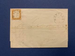 Italy, Sardinia. Michel 11a on cover, 1863 King Victor Emanuel II 10 c yellow-brown on …