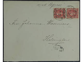 Sweden. Facit 39 cover , 2x10 öre on cover sent from STOCKHOLM 13.11.1885 by "express" …