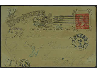 Sweden. Incoming stamped mail. USA. Insufficiently prepaid postcard sent from NEW YORK …