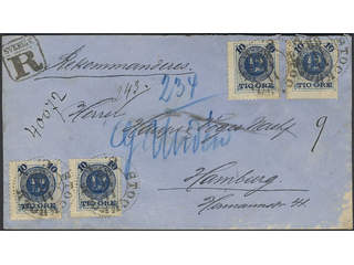 Sweden. Facit 50 on cover, 4×10/12 öre on decorative registered cover sent from …