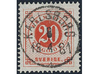 Sweden, Sverige, Sverige, Sverige. Facit 33c used, 20 öre bright orange-red. EXCELLENT …