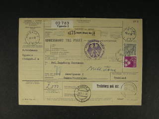 Sweden. Facit 283, 308 cover , 50 öre + 2 kr on address card for parcel sent from …