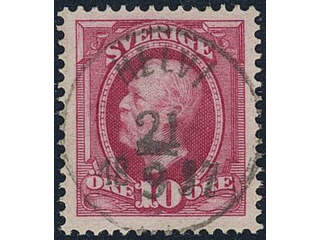 Sweden. Facit 54 used , 1891 Oscar II 10 öre red. EXCELLENT cancellation HELVI 21.9.1897.