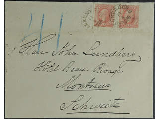 Sweden. Facit 45 cover , 2x10 öre on cover sent from FALKENBERG 11.4.1886 to …