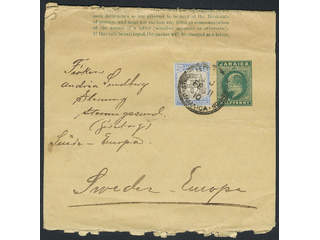 Jamaica. Michel 35 cover , 1903 Coat-of-arms 2½ d ultramarine/grey-brown on postal …
