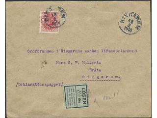 Sweden. Official Facit Tj47 , 10 öre as postage due on unpaid local cover cancelled …