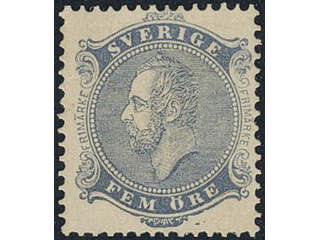 Sweden, C A Nymans proposal stamp FEM öre in ultramarine colour with …