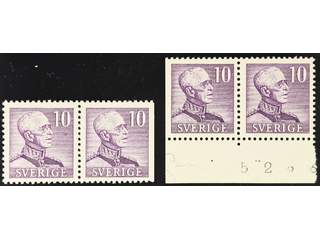 Sweden. Facit 273BC/CB ★★ , 1939 Gustaf V large numerals 10 öre pair perf 4+3 and 3+4. …