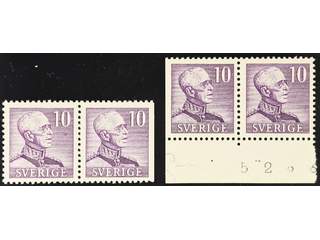 Sweden. Facit 273BC/CB ★★ , 1939 Gustaf V large numerals 10 öre pair perf 4+3 and 3+4. …