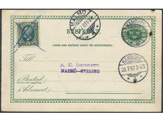 Sweden. Postal stationery, double postcard Facit bKd8, 52 , Response card additionally …
