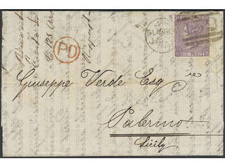 Britain. Michel 25 on cover, 1865 Queen Victoria new types, large white letters 6 d …