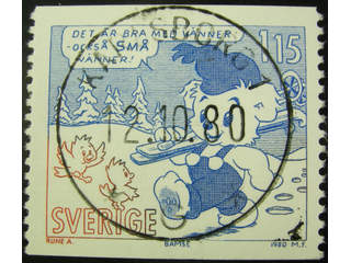 Sweden. Facit 1141 used , 1980 Comics 1.15 Kr blue/brown. EXCELLENT cancellation …