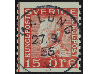 Sweden. Facit 177Ac2 used , 15 öre carminish  red, type II  vertical perf on white …