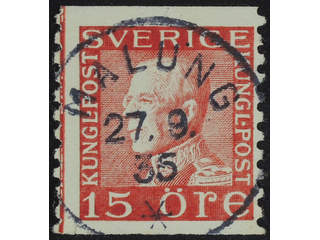 Sweden. Facit 177Ac2 used , 15 öre carminish red, type II vertical perf on white …