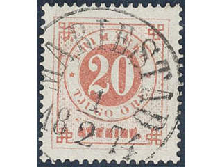 Sweden. Facit 22c used , 20 öre red-light red. EXCELLENT cancellation MARIESTAD …