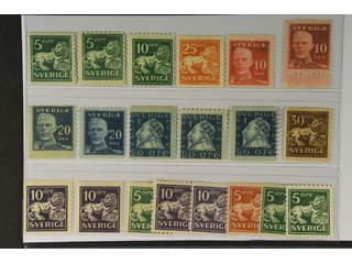 Sweden. ★★ 1920–36. Small coil stamps. All different, e.g. F 140A+C, 144C, 147, 149A+C, …
