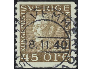 Sweden. Facit 191b used , 45 öre brown on white paper. EXCELLENT cancellation 8.11.40. …