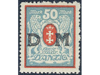 Germany Danzig. Official Michel 33Y F ★★ , 1923 Overprint D M 50 M red/blue-green, …