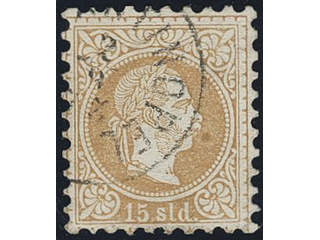 Austria, post in Levant. Michel 5 II used, Kaiser Franz 15 sld brown fine print. …