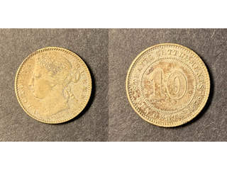 Straits Settlements Queen Victoria (1837-1901) 10 cents 1876, XF