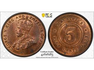 Mauritius George V (1910-1936) 5 cents 1923, PCGS MS64 RB
