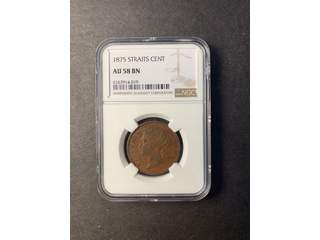 Straits Settlements Queen Victoria (1837-1901) 1 cent 1875, XF, NGC AU58