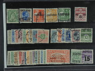 Denmark. Used 1875-1945. Back-of-the-book. All different, e.g Tj9, PF7, 23-25, TI 1-9, …