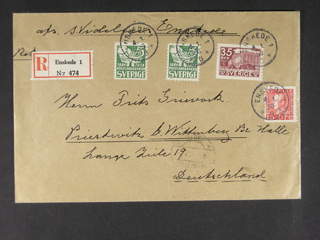 Sweden. Facit 244, 177A, 239A, C cover , 2x5+15+35 öre on registered cover sent from …