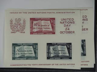 U.N. New York. Michel 42–44 ★★ , 1955 United Nations Day souvenir sheet 1 type I, five …