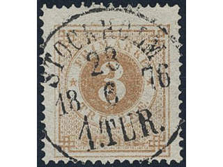 Sweden, Sverige, Sverige, Sverige. Facit 17g used, 3 öre dull orange-brown. EXCELLENT …